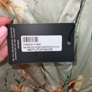 PrettyLittleThing | Dresses | Bnwt Prettylittlething Sage Green Floral  Twist Bust Draped Midi Dress | Poshmark